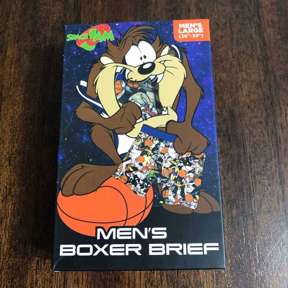 SpaceJam looney Tunes Basketball Men’s performance Boxer Briefs black L (36-38)